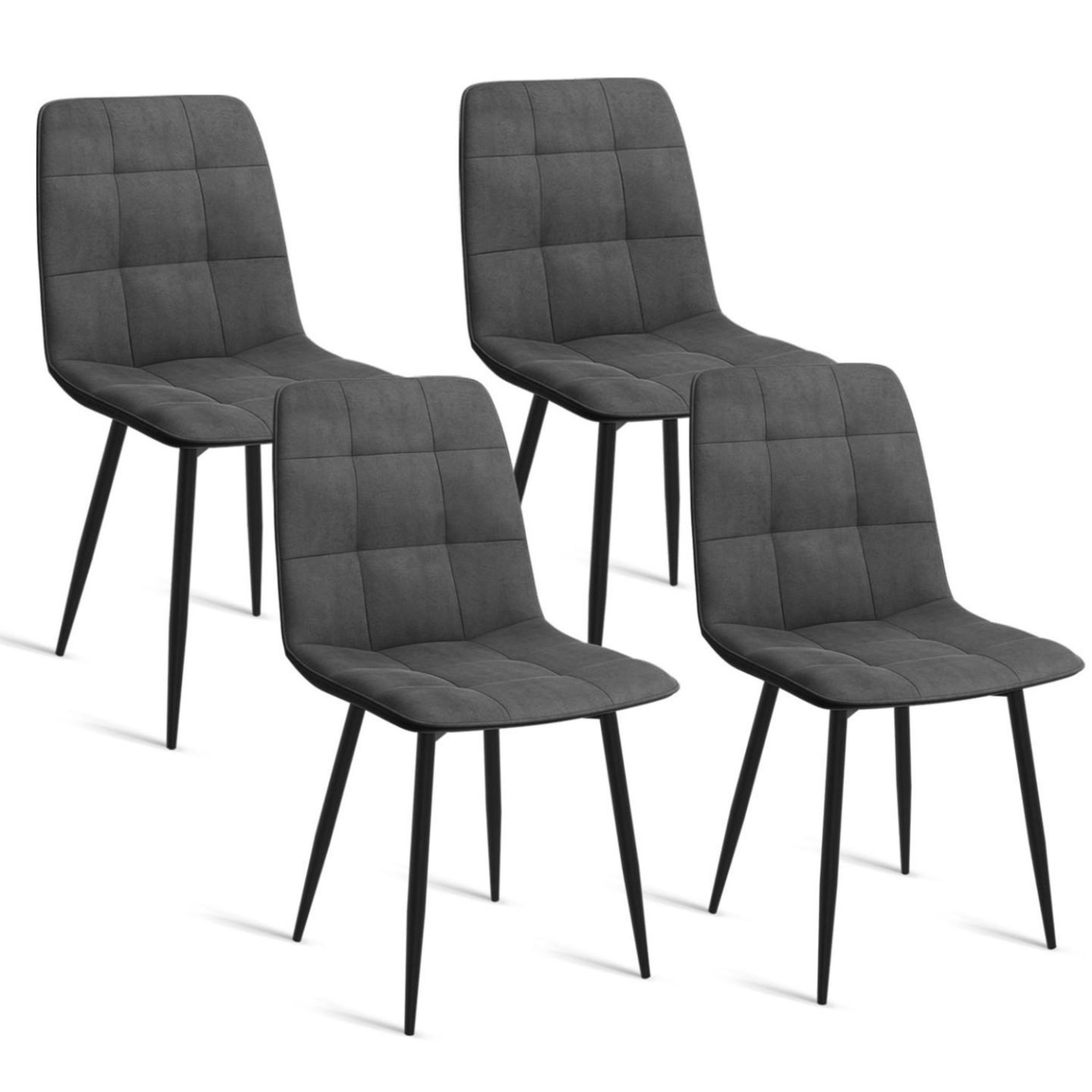 Voir la diapositive 4 : ID MARKET Ensemble table à manger ronde extensible alix 110 - 150 cm et 4 chaises mila en velours gris foncé