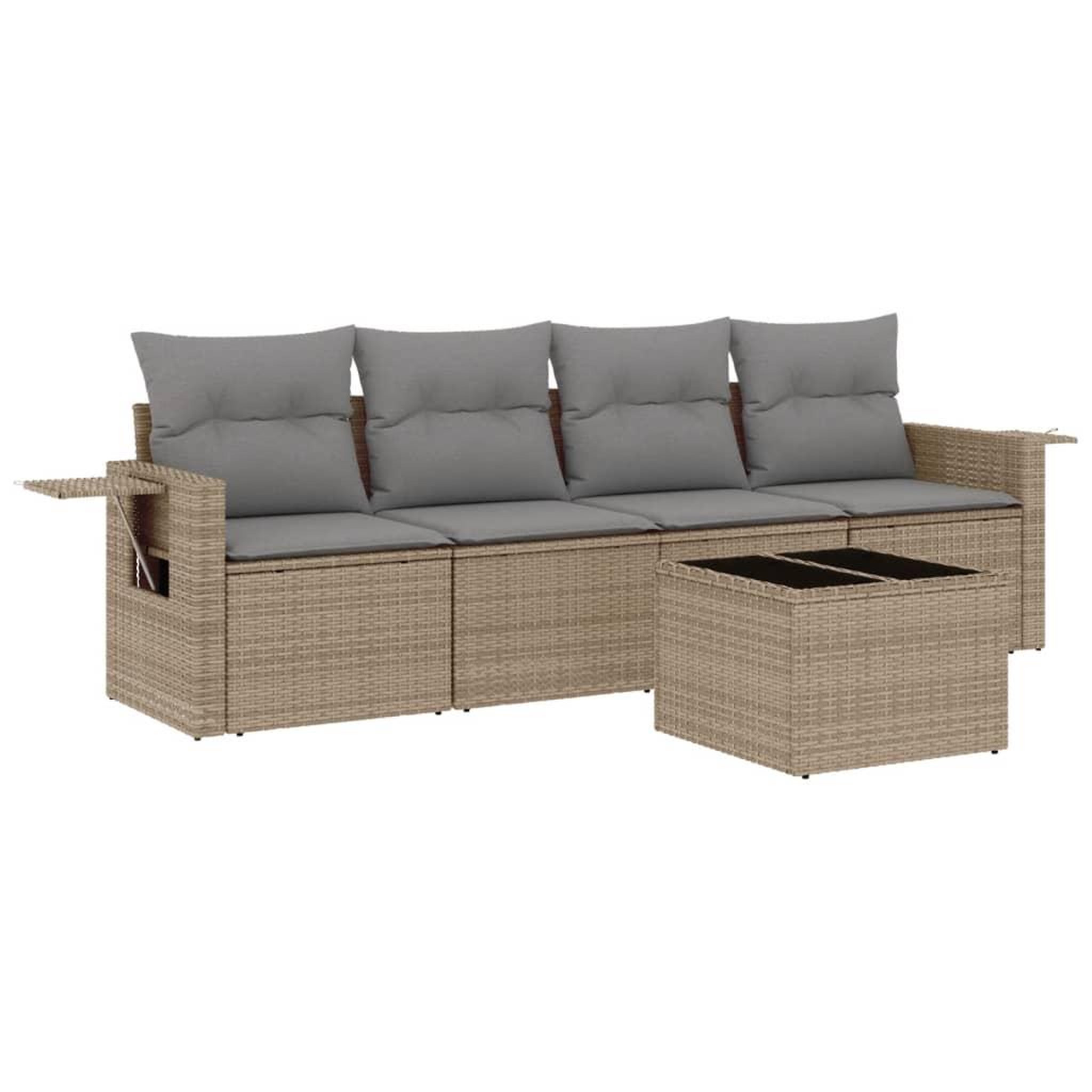 Voir la diapositive 2 : VIDAXL Salon de jardin avec coussins 5 pcs beige resine tressee