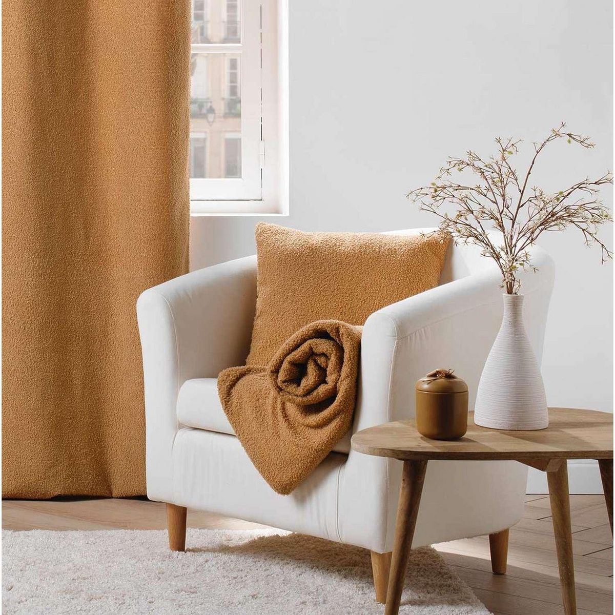 Douceur d'Intérieur Coussin déhoussable BELI - Bouclette unie