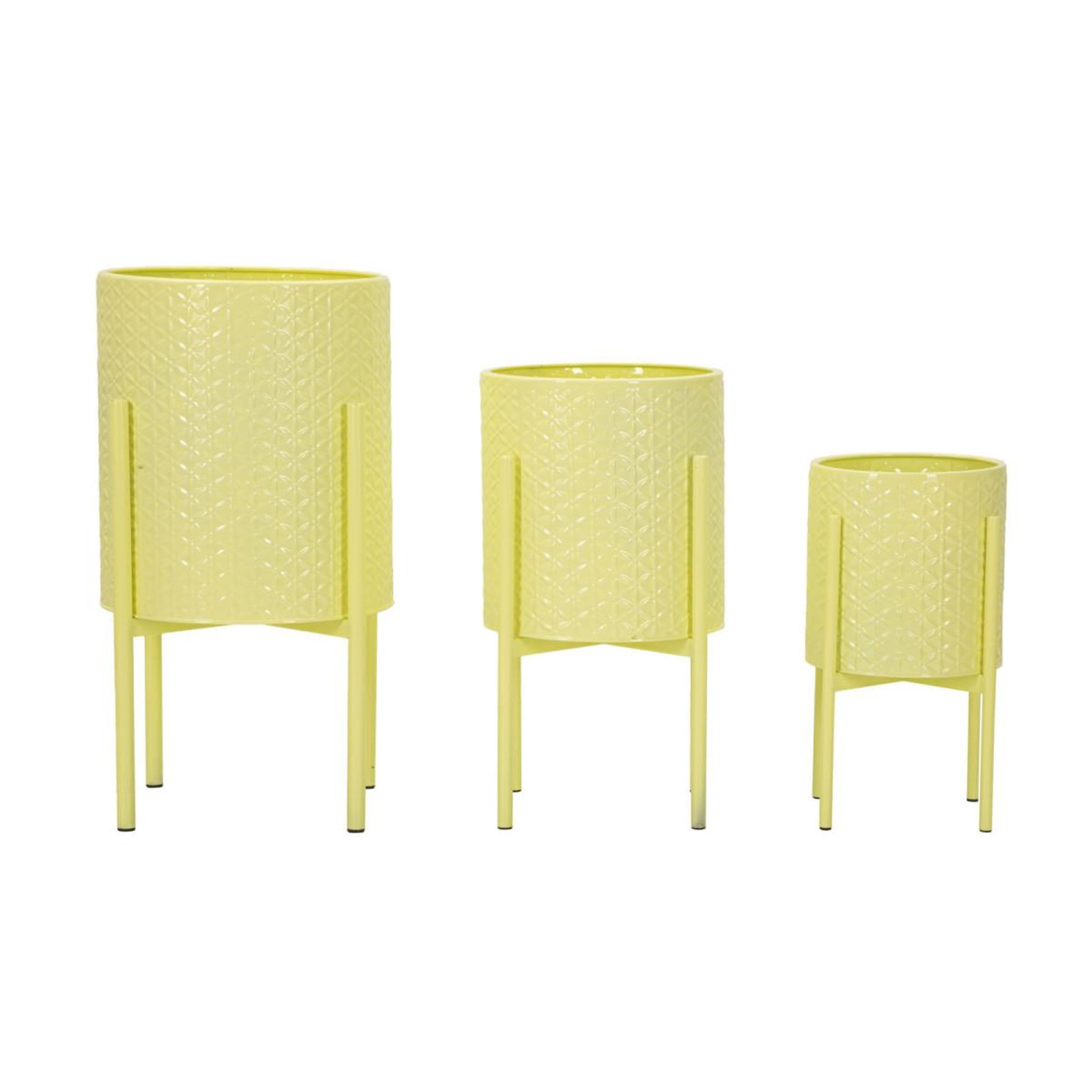 Voir la diapositive 3 : Paris Prix Lot de 3 cache-pots sur pied  iris  56cm jaune