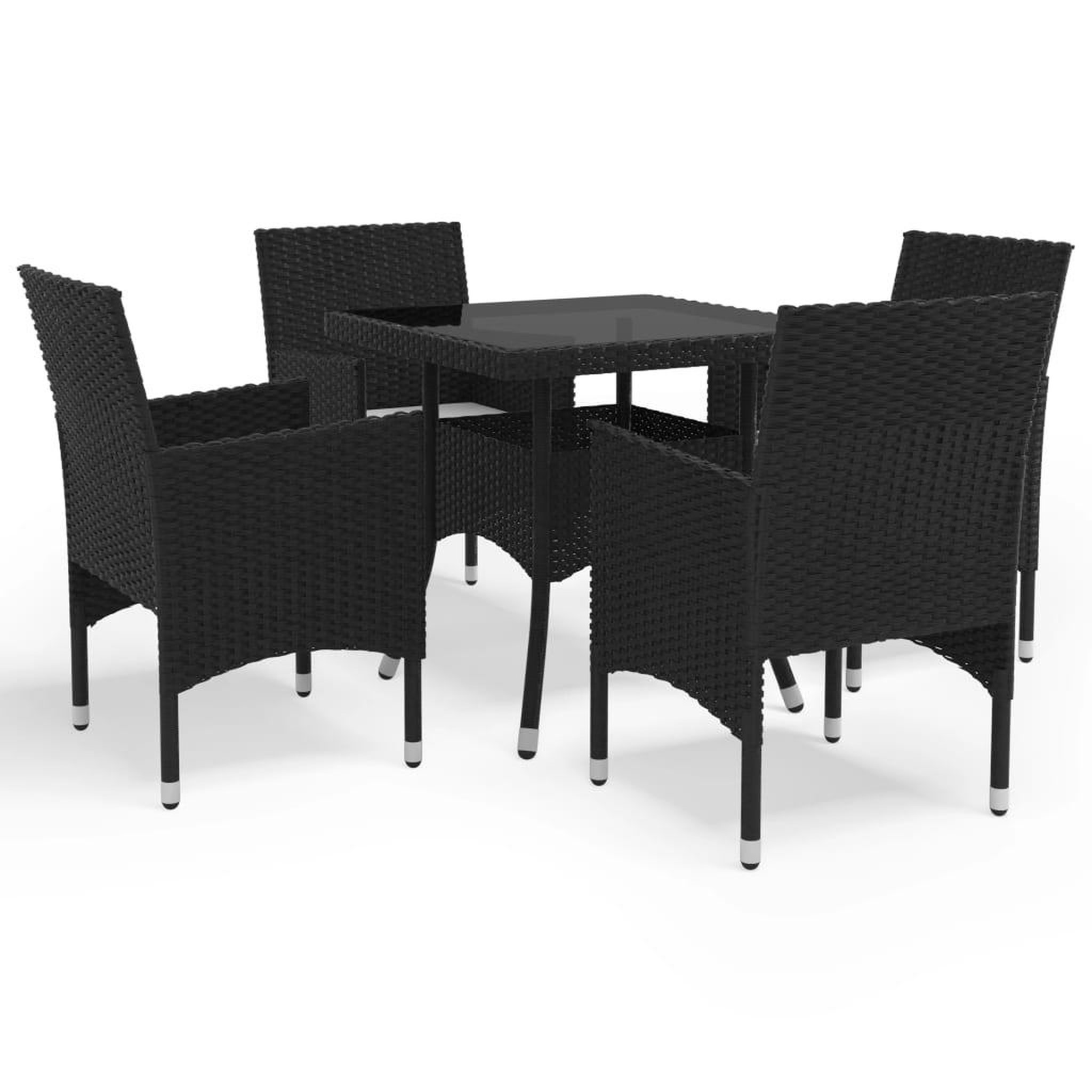 Voir la diapositive 1 : VIDAXL Ensemble a manger de jardin 5 pcs Noir Resine tressee et verre