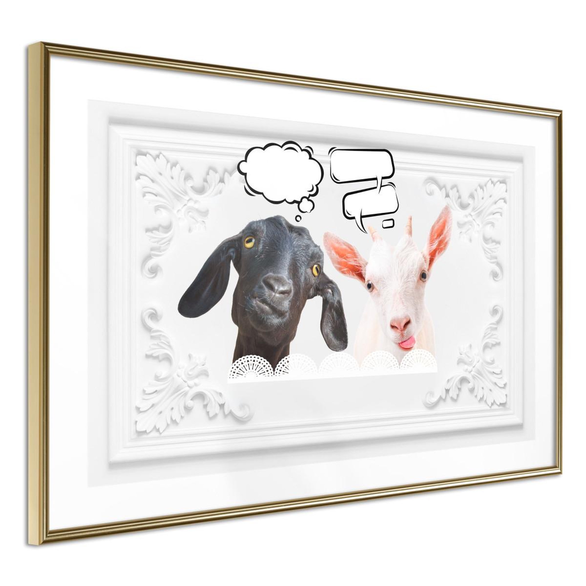 Voir la diapositive 1 : Paris Prix Affiche murale encadrée  conversation of two goats