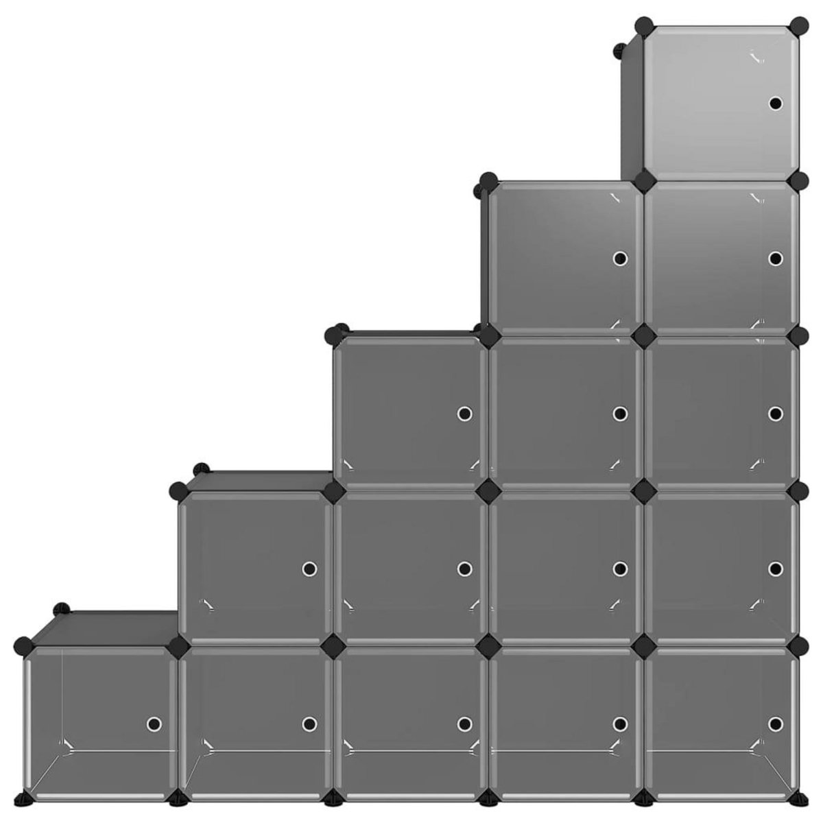 VIDAXL Cubes de rangement 15 pcs avec portes Noir PP