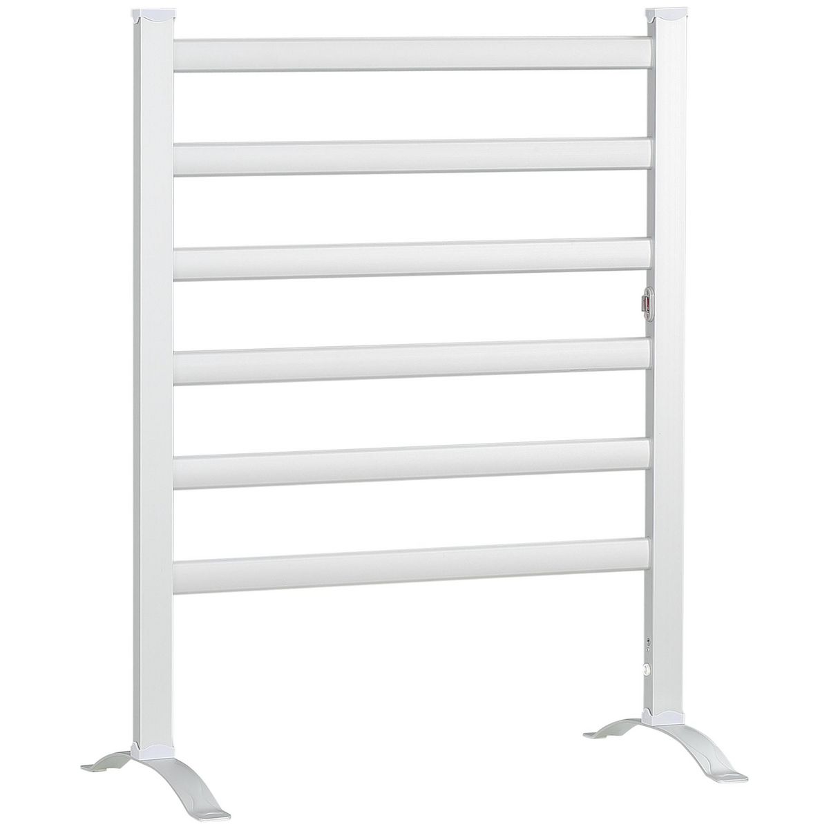 HOMCOM Sèche-serviettes électrique sur pied 140 W - radiateur porte-serviettes 6 barres - mural ou sur pied - H. 69 cm - alu.
