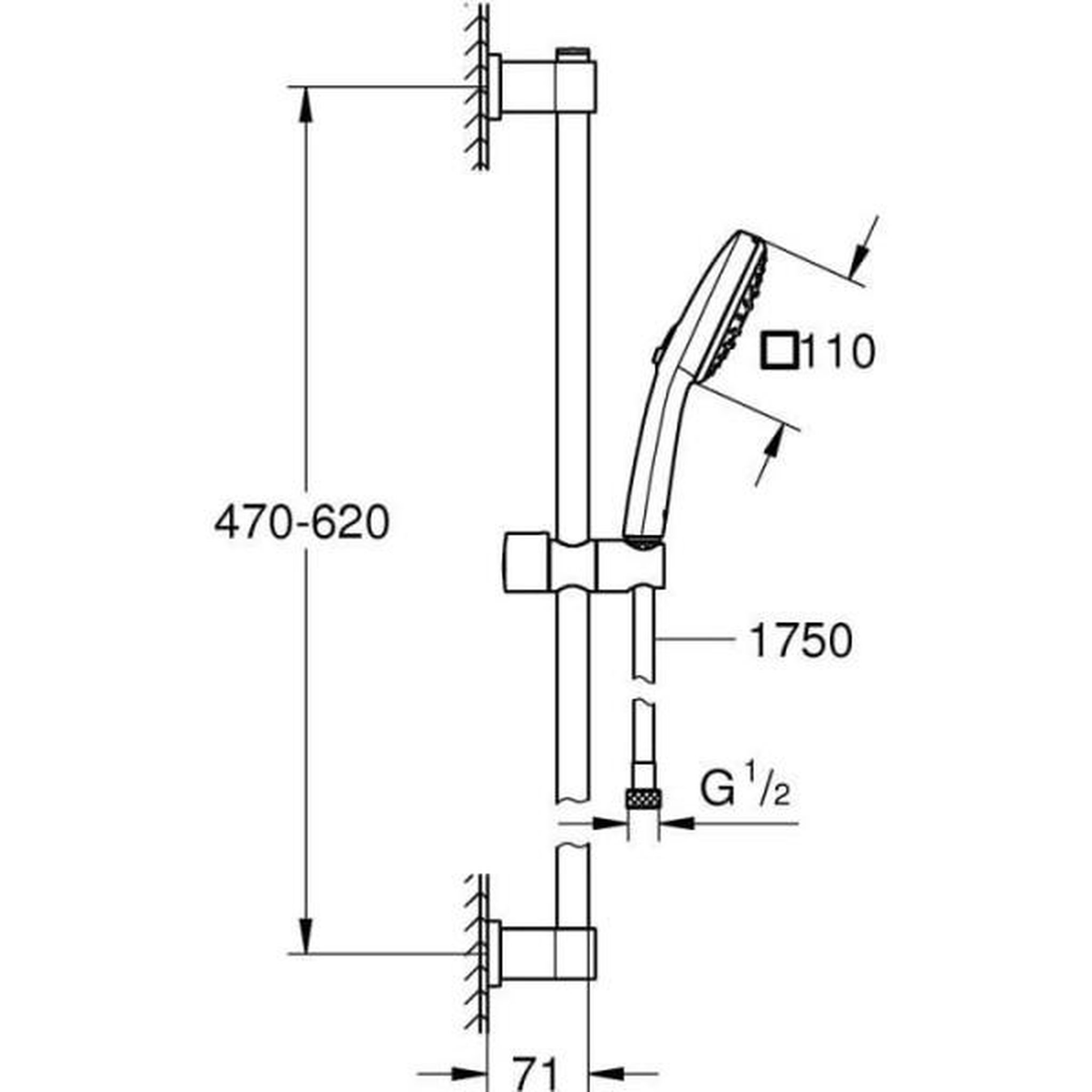 Voir la diapositive 3 : Grohe Ensemble de douche avec pommeau 3 jets, barre et flexible - GROHE Vitalio Comfort 110 26096001 - Sélection facile - Economie d'