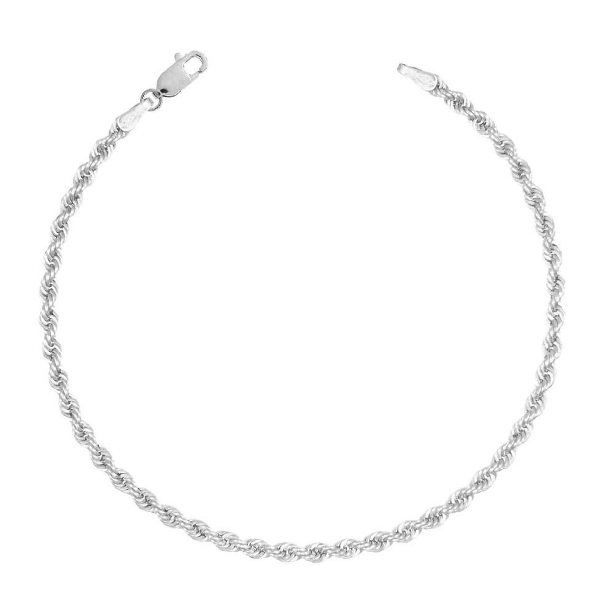 L'ATELIER D'AZUR Bracelet Argent Massif 925/000 Rhodié - Maille Corde 3mm