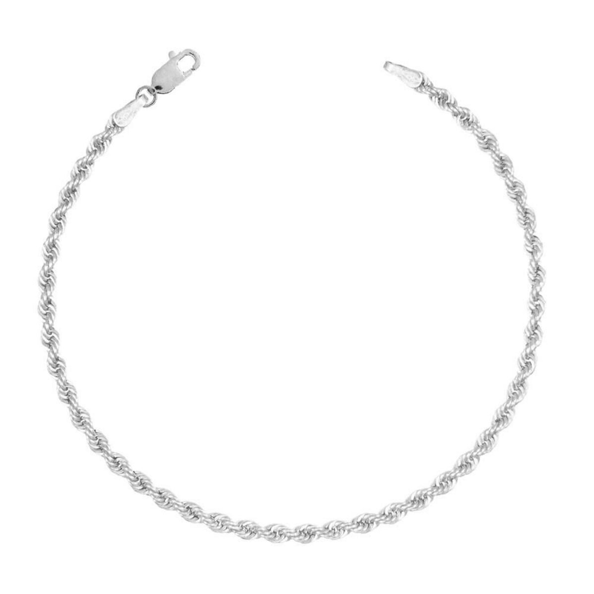 L'ATELIER D'AZUR Bracelet Argent Massif 925/000 Rhodié - Maille Corde 3mm