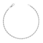 L'ATELIER D'AZUR Bracelet Argent Massif 925/000 Rhodié - Maille Corde 3mm