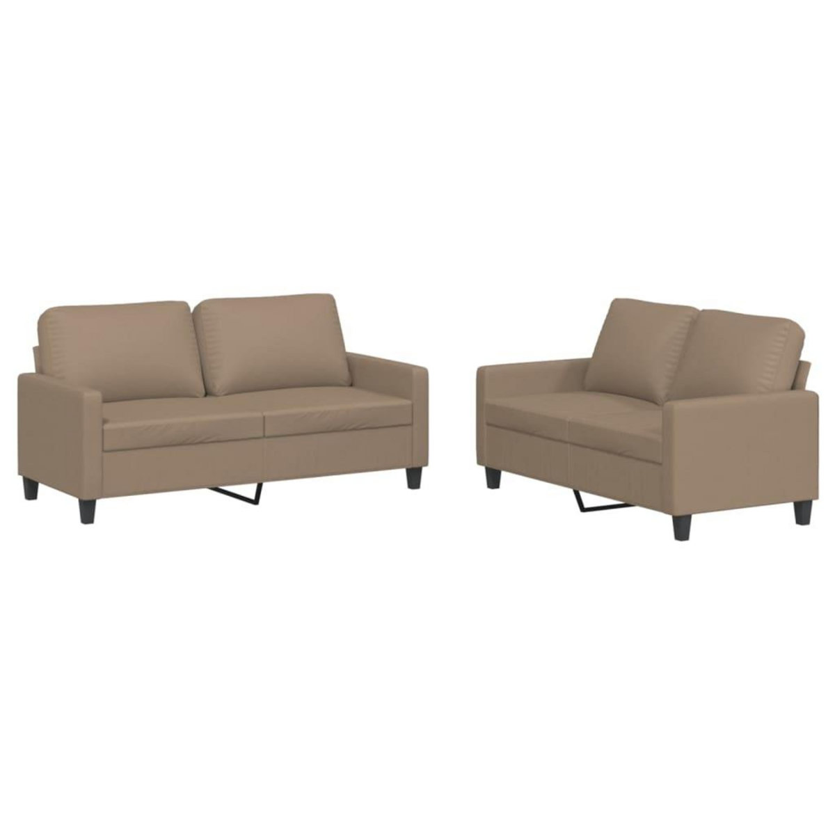 VIDAXL Ensemble de canapes 2 pcs avec coussins Cappuccino Similicuir