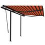 Voir la diapositive 2 : VIDAXL Auvent manuel retractable avec poteaux 3x2,5 m Orange et marron