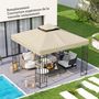 Voir la diapositive 2 : OUTSUNNY Toile de rechange barnum tonnelle 3 x 3 m - toit double avec œillets drainage - polyester haute densité 370 g/m² beige