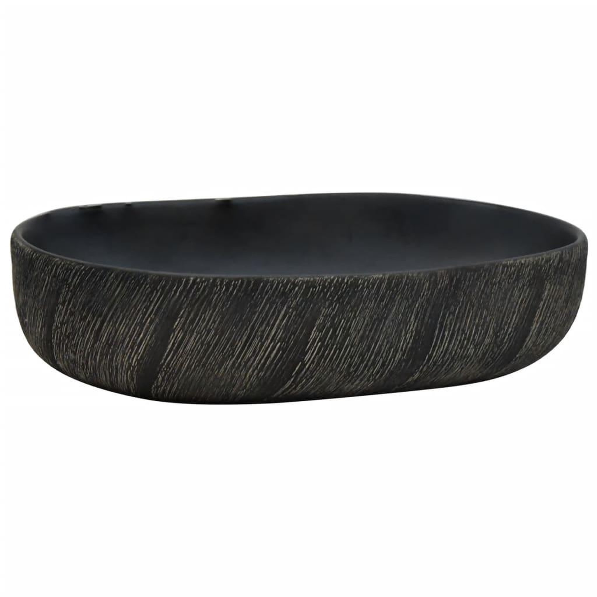 Voir la diapositive 2 : VIDAXL Vasque a poser noir ovale 59x40x14 cm ceramique