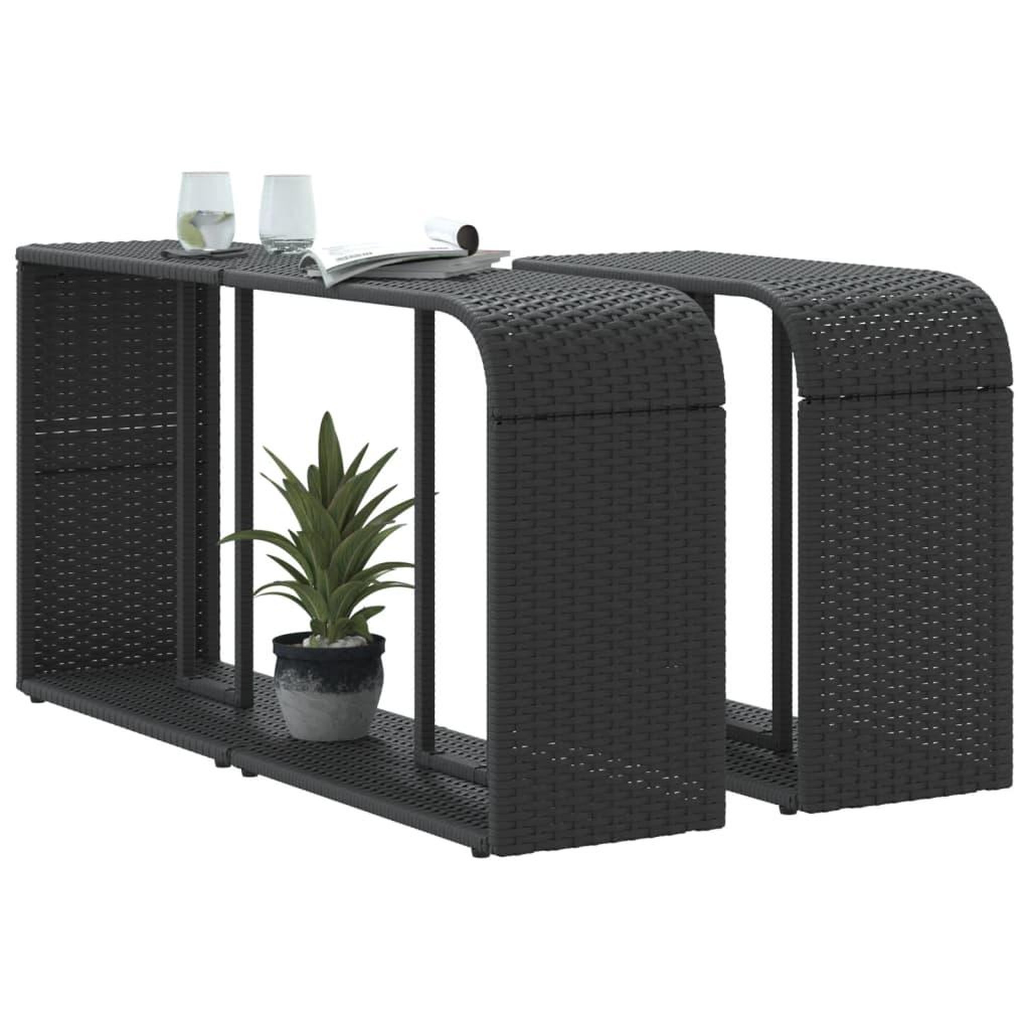 Voir la diapositive 4 : VIDAXL Etageres de rangement 2 pcs noir resine tressee