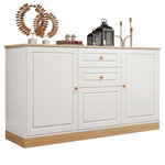 MERAX Buffet 3 porte(s) 2 tiroir(s) - 135,5 cm blanc panneau de particules