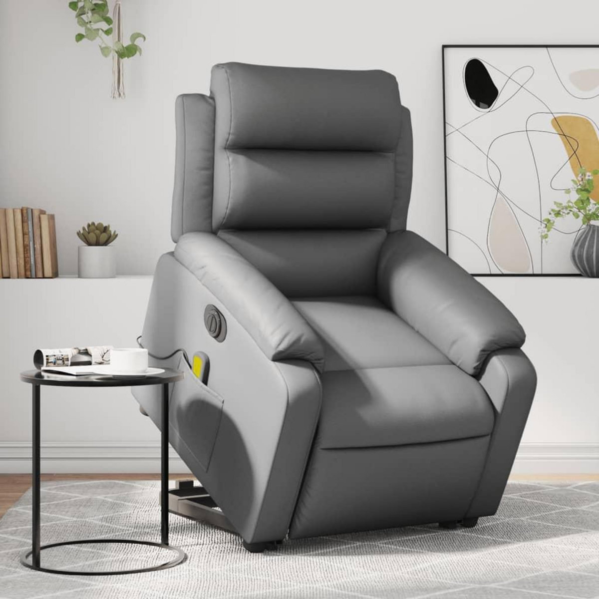 VIDAXL Fauteuil inclinable de massage electrique gris similicuir