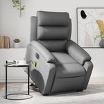 VIDAXL Fauteuil inclinable de massage electrique gris similicuir
