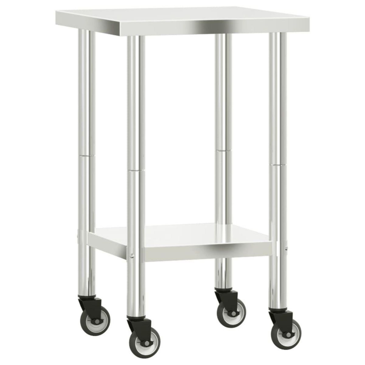VIDAXL Table de travail de cuisine avec roues 55x55x85 cm inox