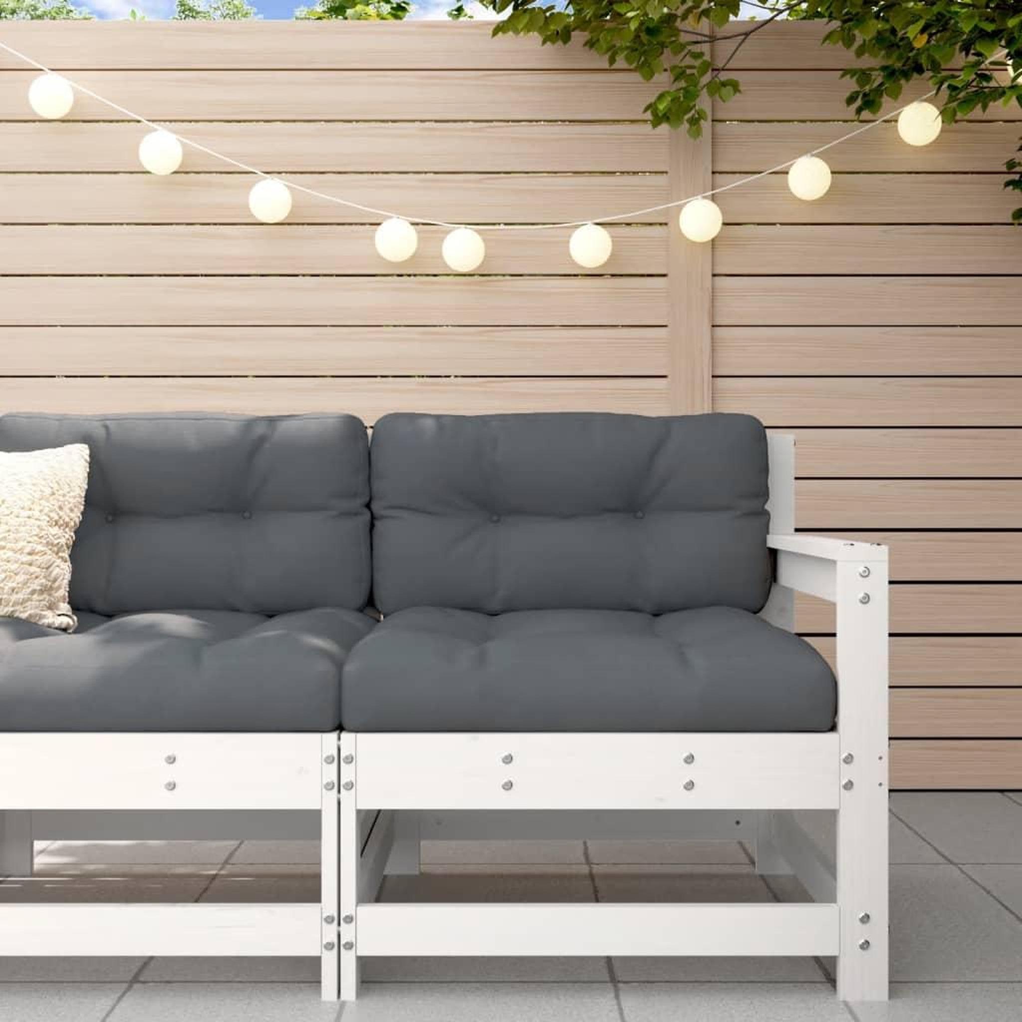 VIDAXL Chaise de jardin avec coussins blanc bois de pin massif