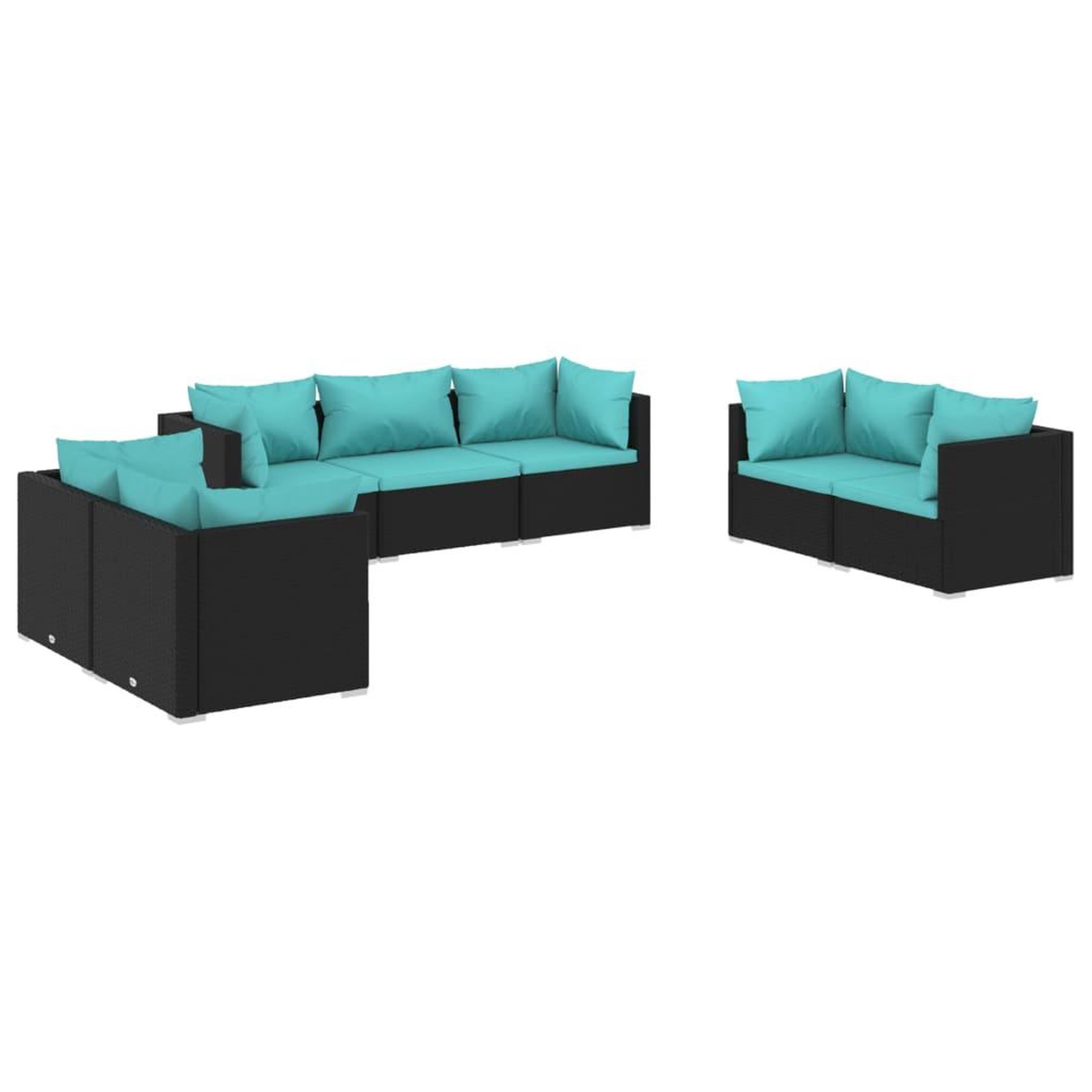 Voir la diapositive 2 : VIDAXL Salon de jardin 7 pcs avec coussins Resine tressee Noir