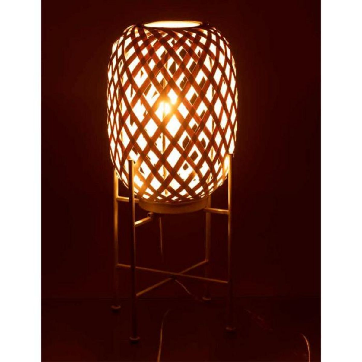 Paris Prix Lampadaire Déco en Bambou  Inaya  63cm Blanc