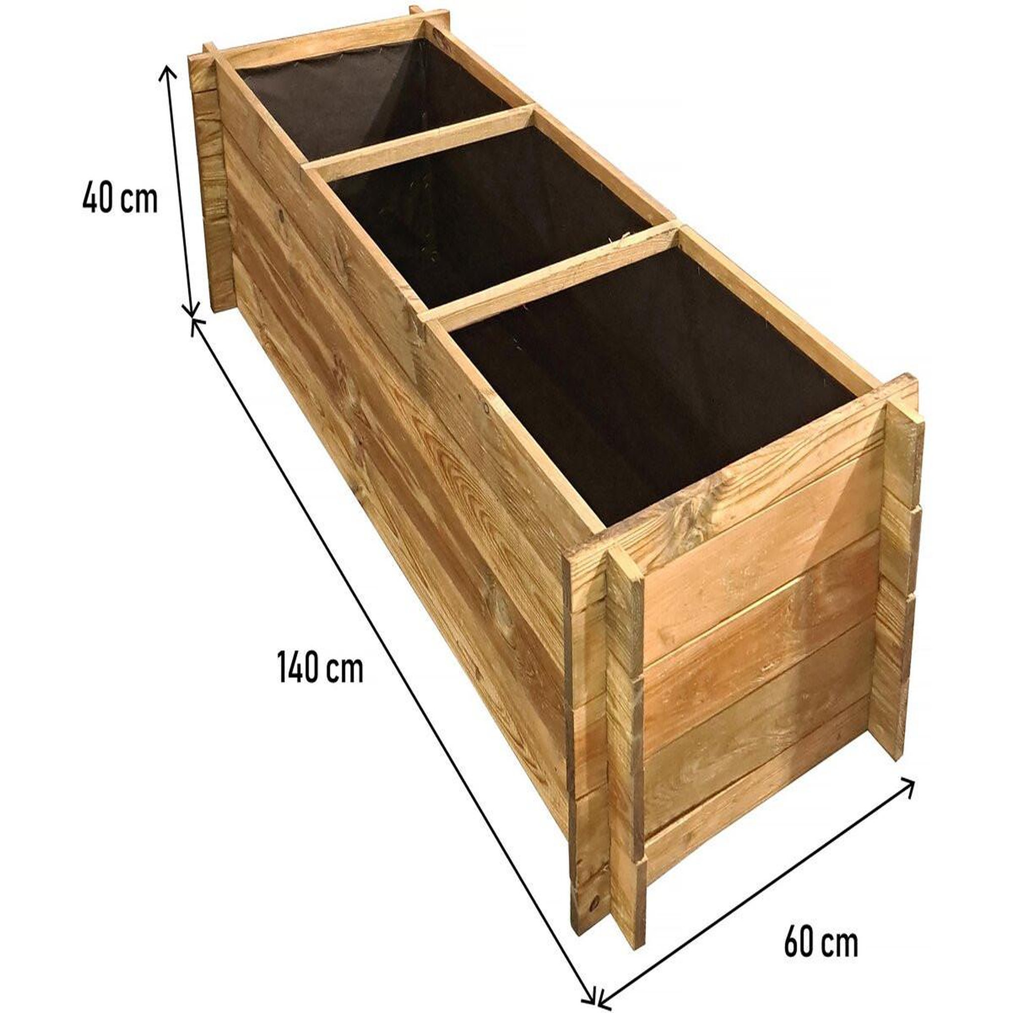 Voir la diapositive 2 : Habitat et Jardin Carré potager en bois  dhalia  - 140 x 60 x 41 cm