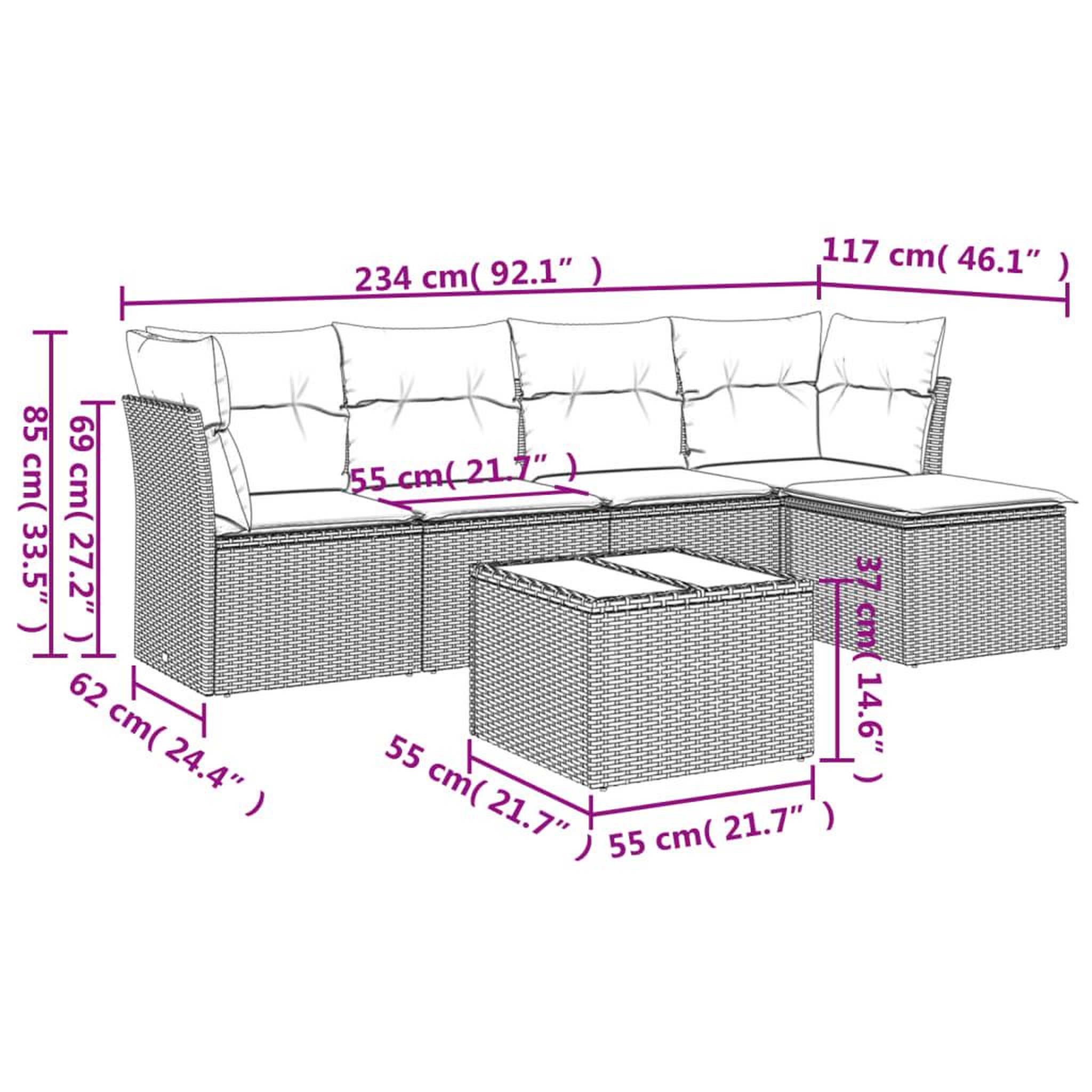 Voir la diapositive 3 : VIDAXL Salon de jardin 6 pcs avec coussins gris clair resine tressee
