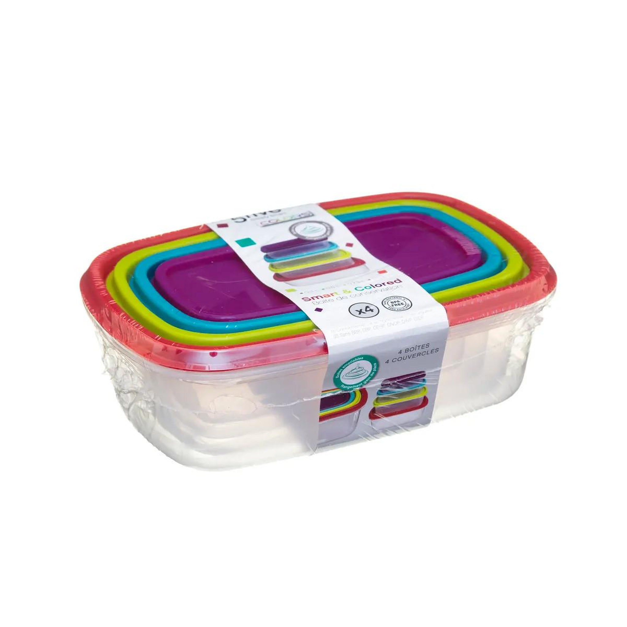 Voir la diapositive 5 : FIVE Lot de 4 Boîtes de Conservation  Colors  20cm Multicolore