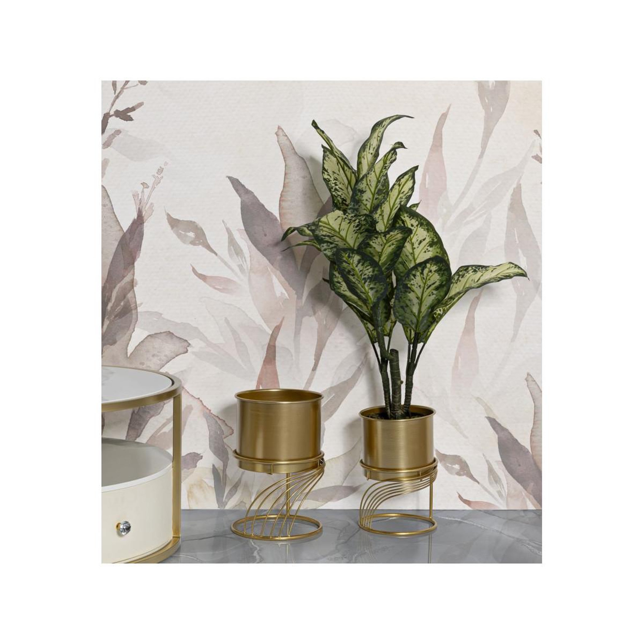 Voir la diapositive 5 : Paris Prix Lot de 2 cache-pots sur pied  spirally  35cm or