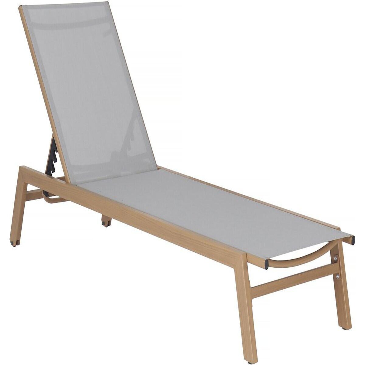 Habitat et Jardin Bain de soleil en aluminium imitation bois   Elysia  - Gris clair