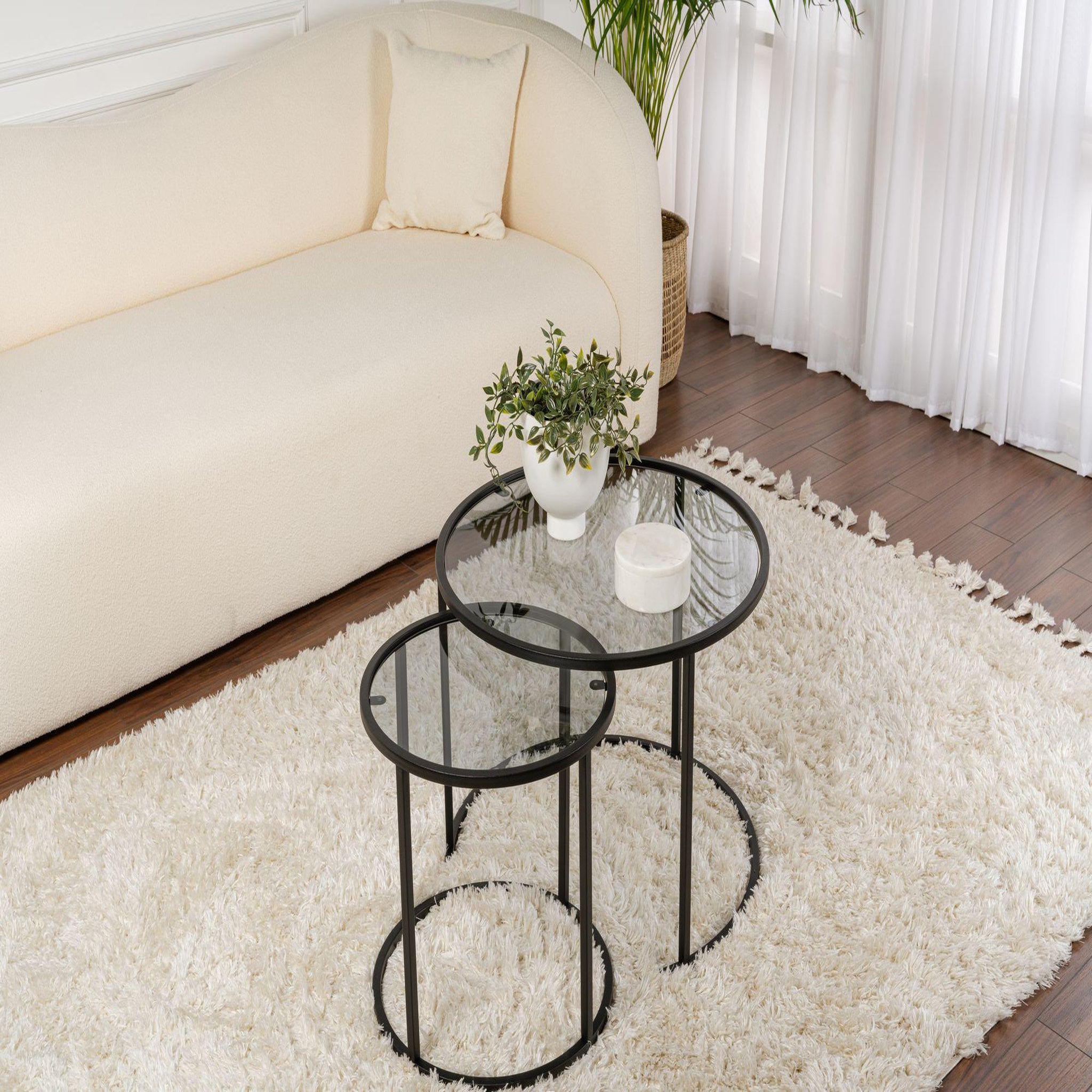 Voir la diapositive 2 : Habitat et Jardin Lot de 2 tables basses en métal  aurum  - 60 x 60 x 43 cm - noir gris