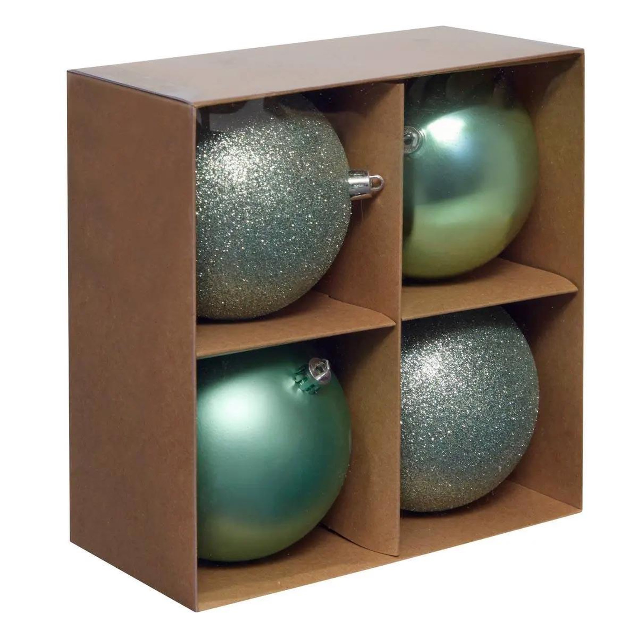 ATMOSPHERA Lot de 4 boules de noël  jokli  10cm vert amande