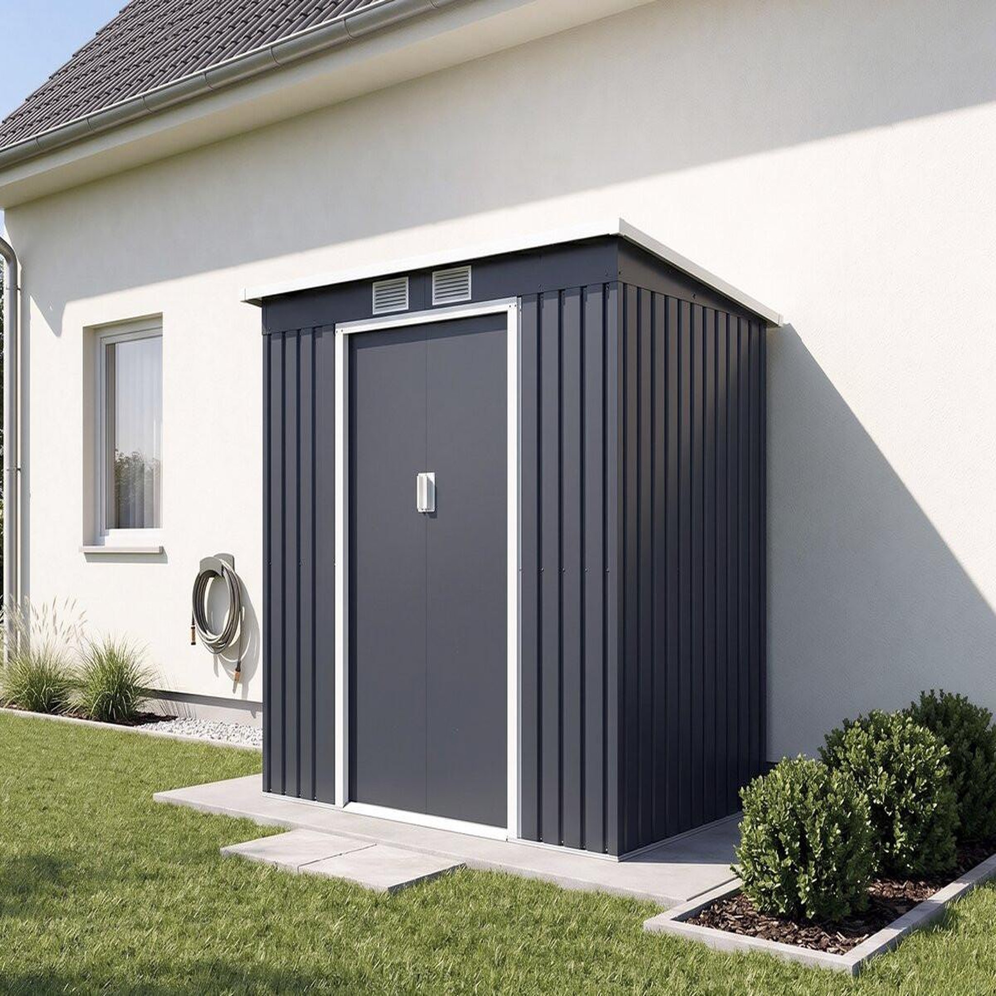 Voir la diapositive 2 : Habitat et Jardin Abri de jardin en métal avec toit monopente métal  orlando  - 2,81 m² - gris