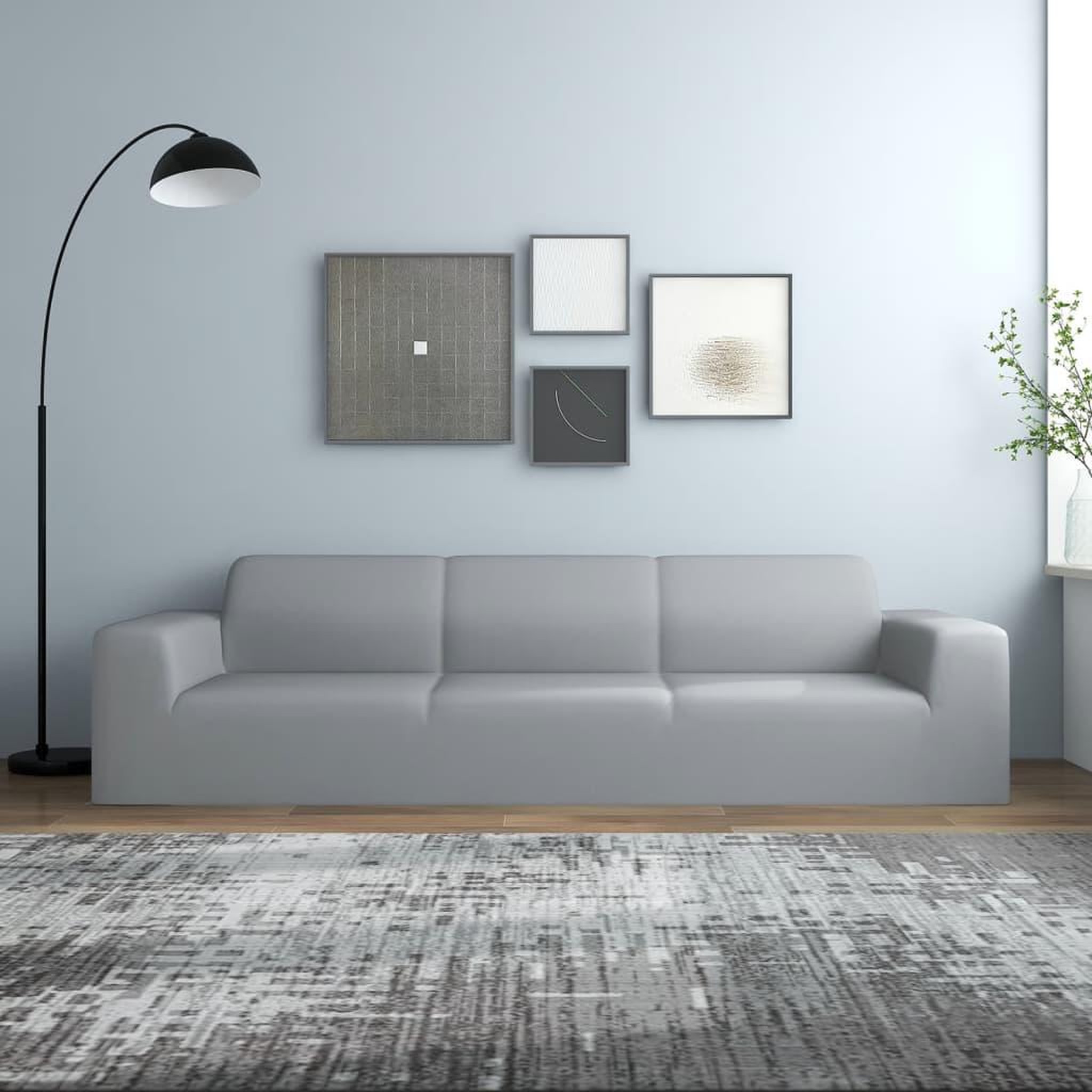 Voir la diapositive 1 : VIDAXL Housse extensible de canape 4 places Gris Jersey de polyester