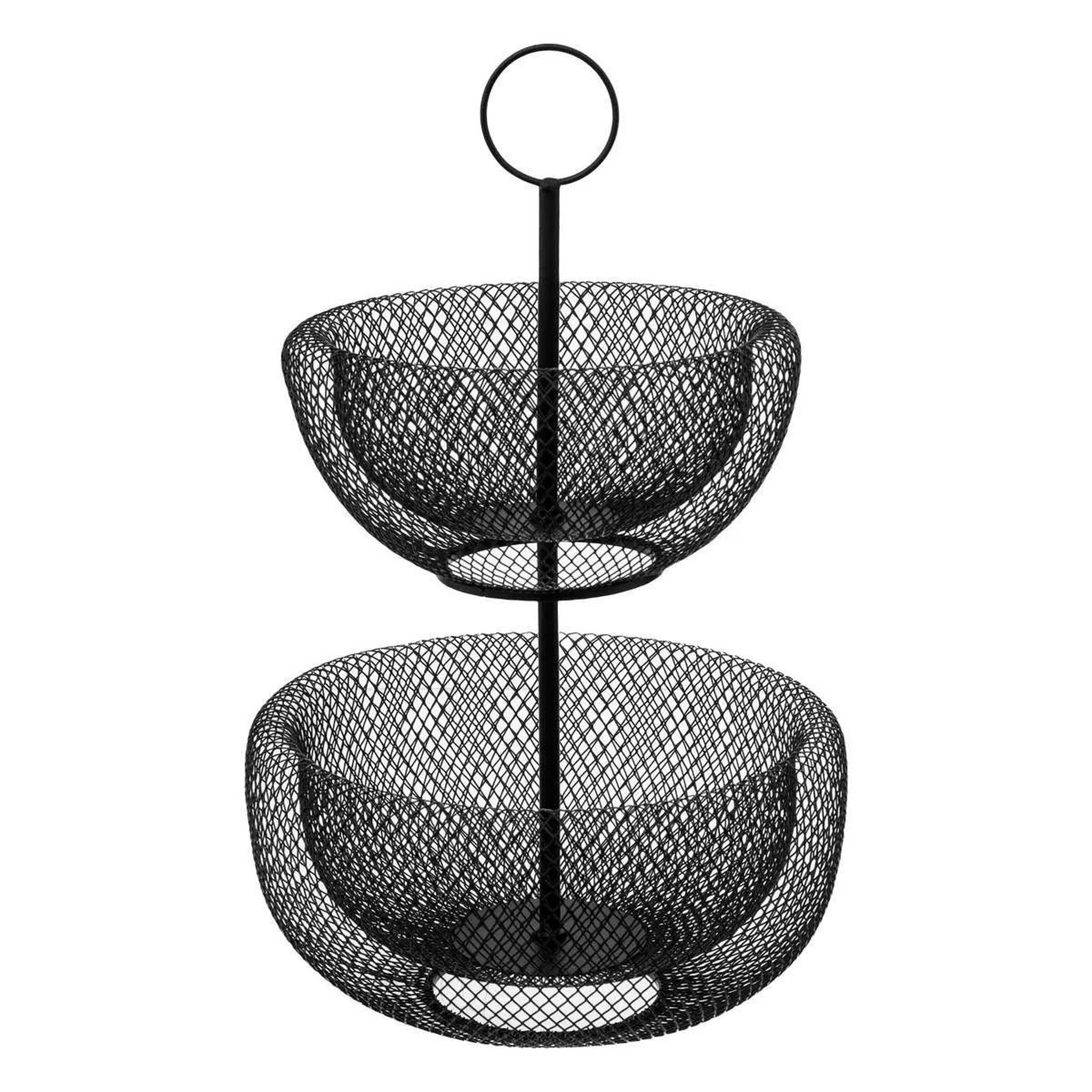 FIVE Serviteur 2 étages en métal  mesh  38cm noir