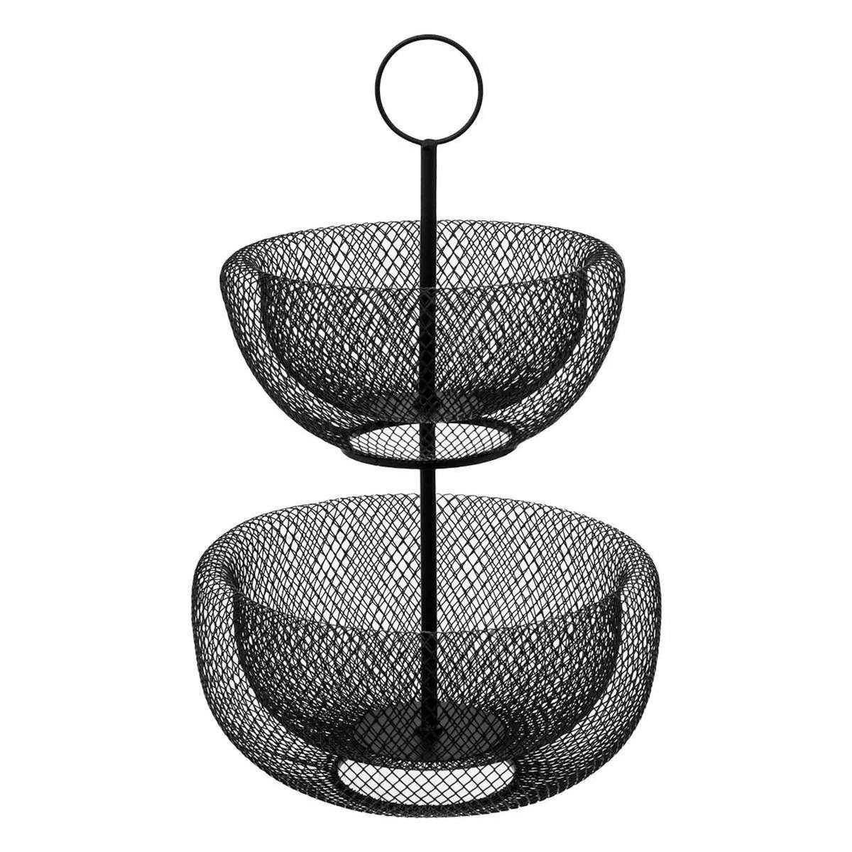 FIVE Serviteur 2 Étages en Métal  Mesh  38cm Noir