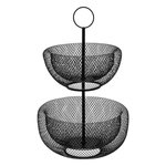 FIVE Serviteur 2 Étages en Métal  Mesh  38cm Noir