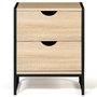 Voir la diapositive 4 : ID MARKET Lot de 2 tables de chevet DETROIT 2 tiroirs bois et métal noir design industriel