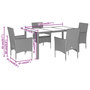 Voir la diapositive 6 : VIDAXL Ensemble a manger de jardin et coussins 5 pcs noir rotin acacia