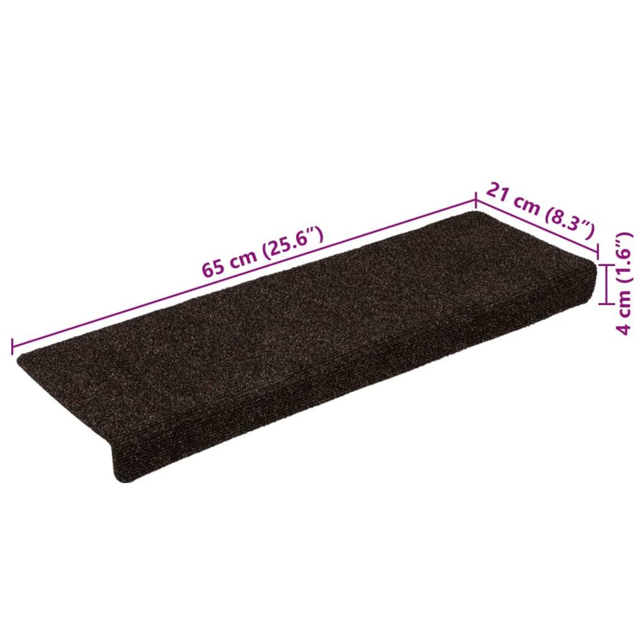 Voir la diapositive 6 : VIDAXL Tapis d'escalier 15 pcs Tissu aiguillete 65x21x4 cm Marron