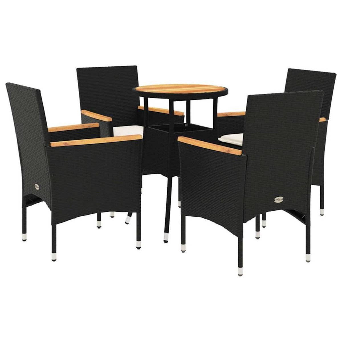 VIDAXL Ensemble a manger de jardin et coussins 5 pcs noir rotin acacia
