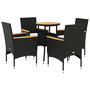 Voir la diapositive 2 : VIDAXL Ensemble a manger de jardin et coussins 5 pcs noir rotin acacia