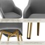 Voir la diapositive 5 : tectake Chaise de salle à manger rembourrée en velours côtelé gris/jaune or Lot de 2