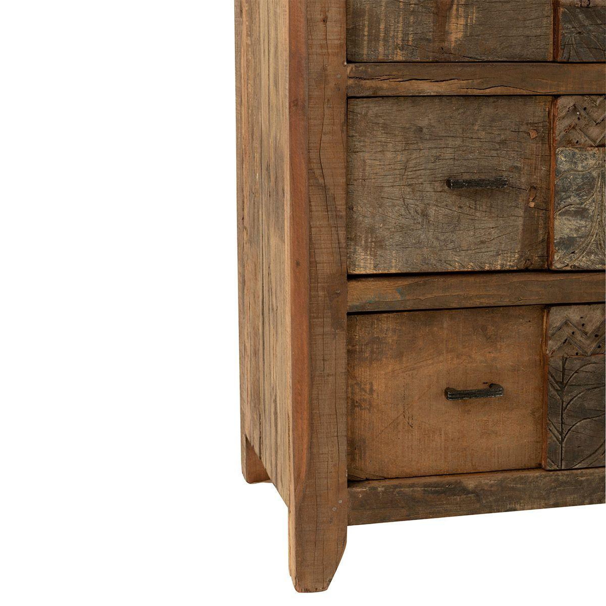 Voir la diapositive 6 : J-LINE Commode 3 tiroirs en bois  vieilli  100cm marron