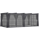 ID MARKET Pergola édition intégrale moustiquaire toit rétractable 3x6 M et 6 rideaux gris