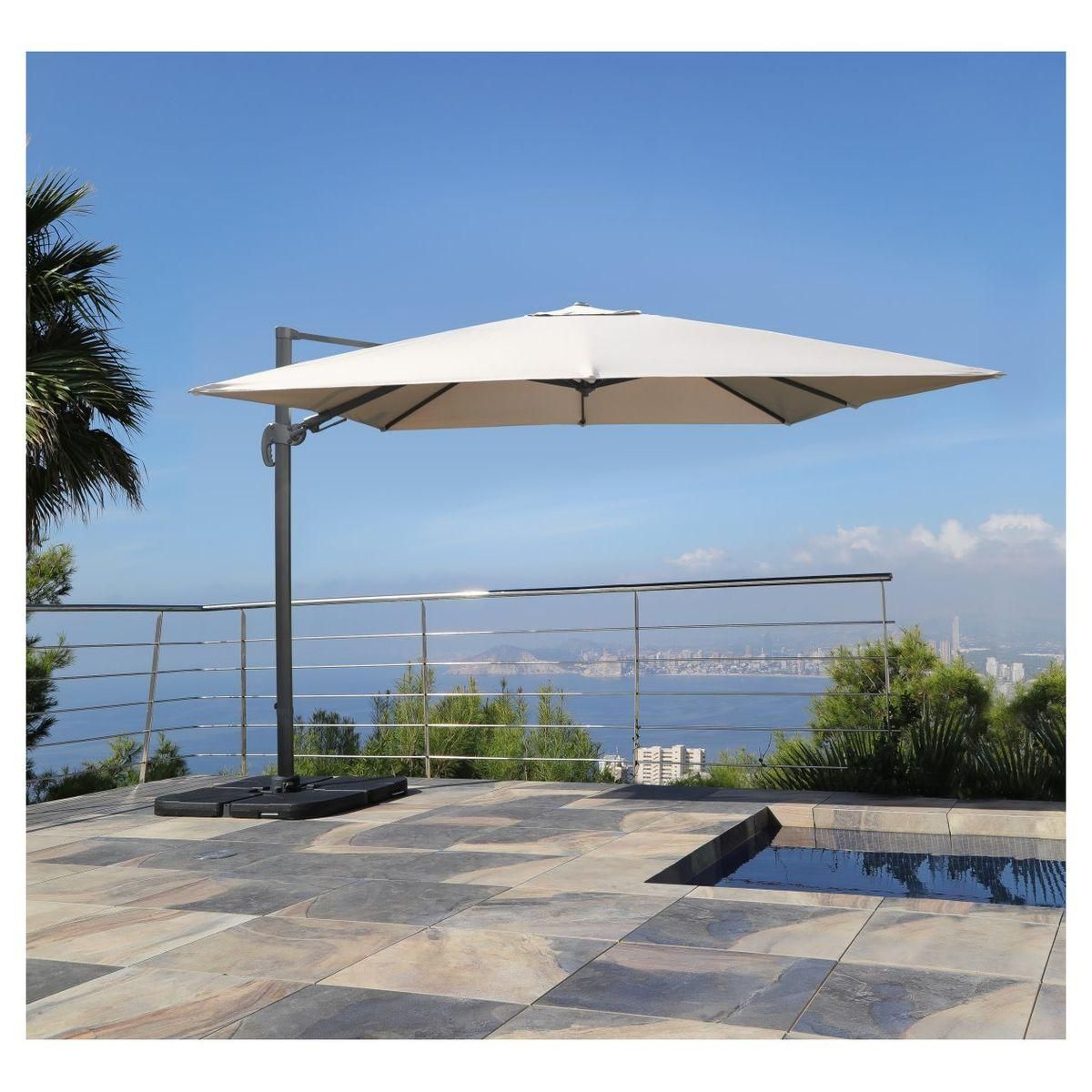 Parasol déporté carré orientable taupe 3x3m
