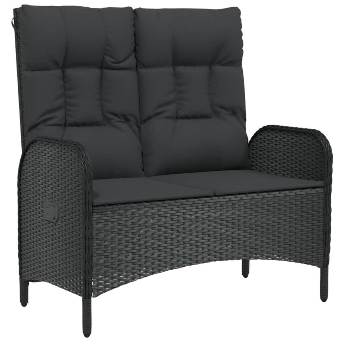 VIDAXL Banc de jardin inclinable avec coussins 107 cm Poly rotin Noir