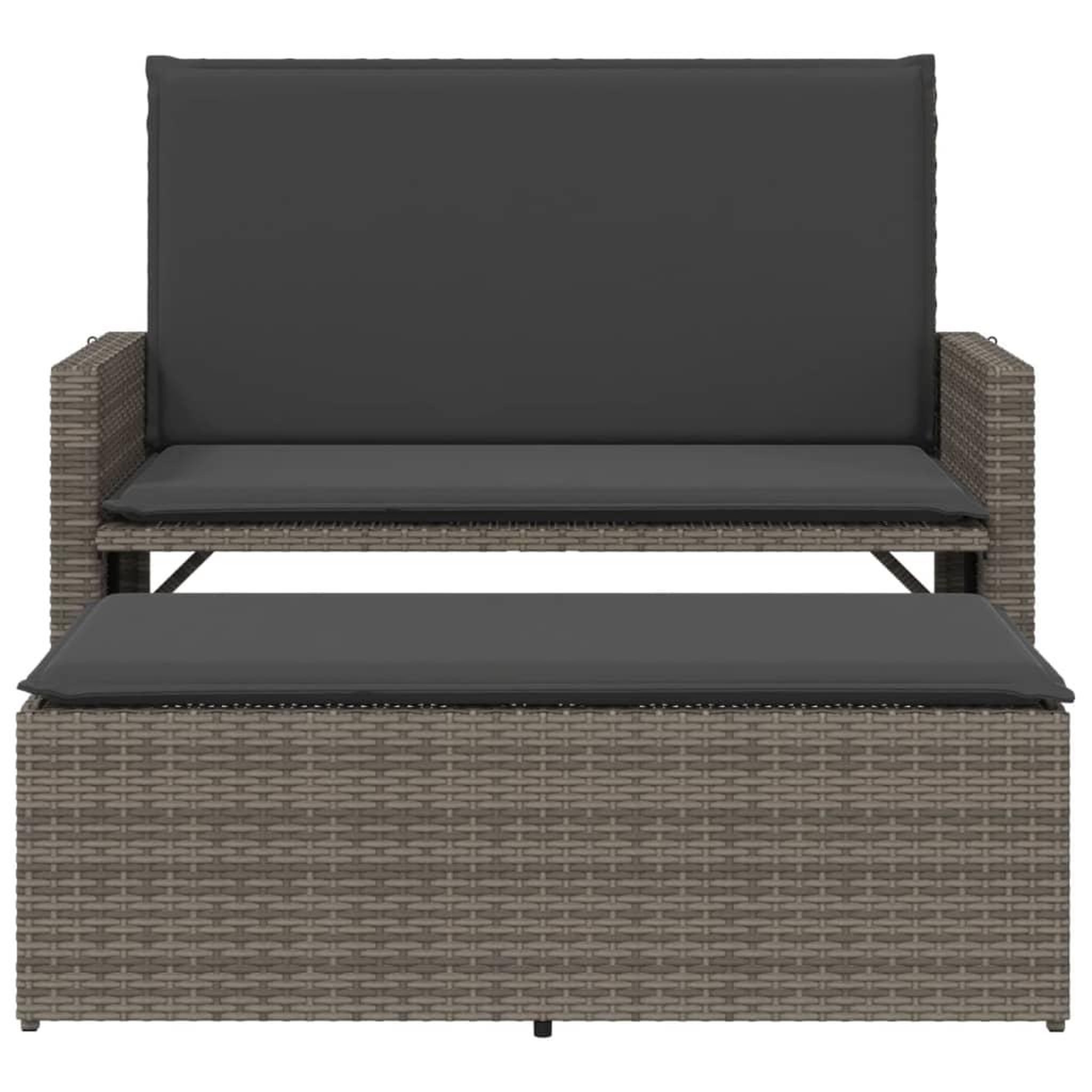 Voir la diapositive 5 : VIDAXL Banc de jardin avec coussins et repose-pied gris resine tressee