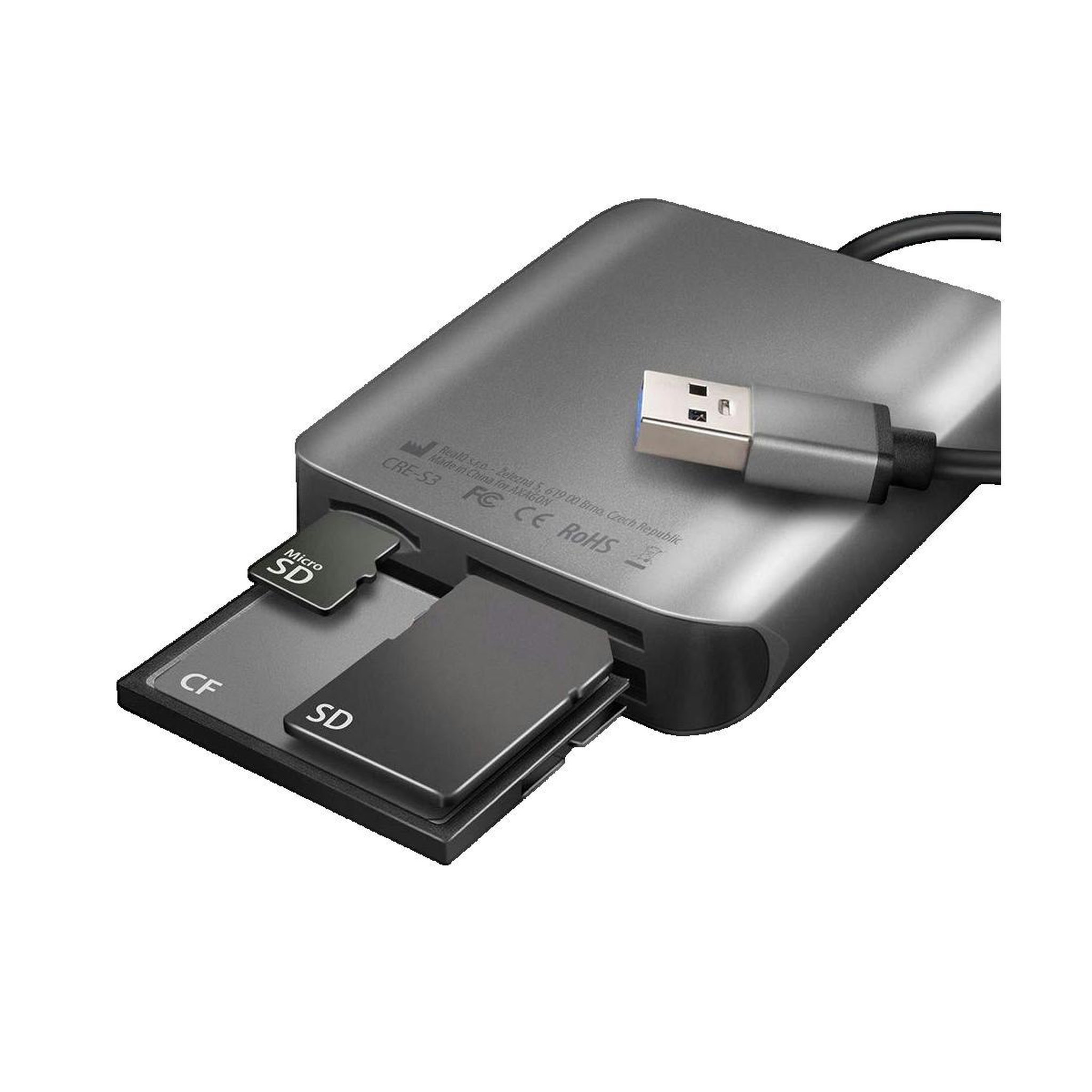 Voir la diapositive 3 : Qu-ax Lecteur de carte Axagon CRE-S3 Aluminium