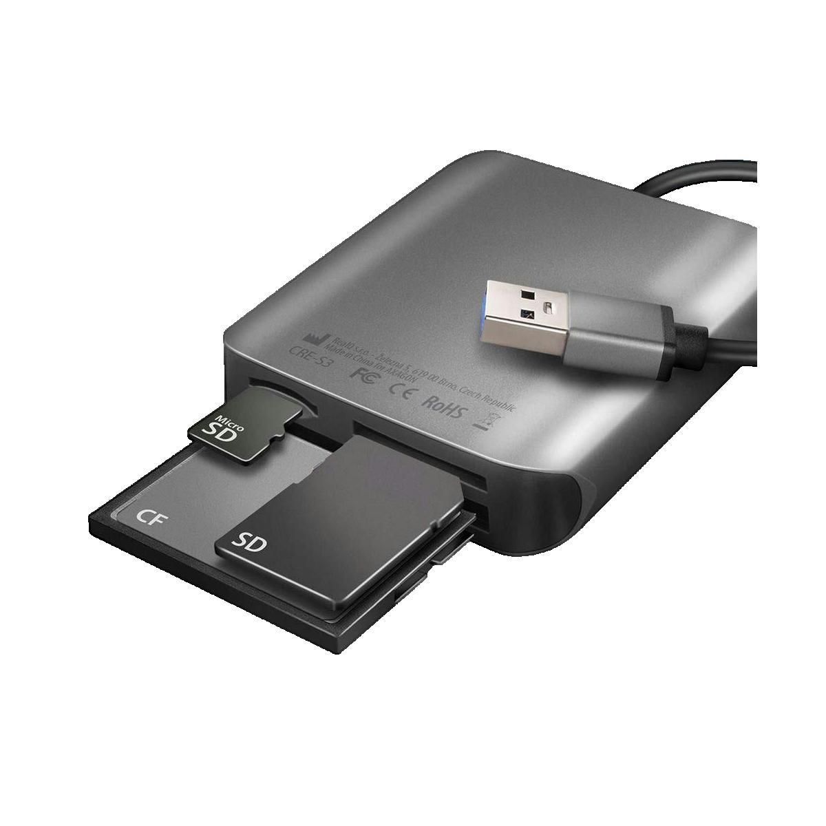 Qu-ax Lecteur de carte Axagon CRE-S3 Aluminium