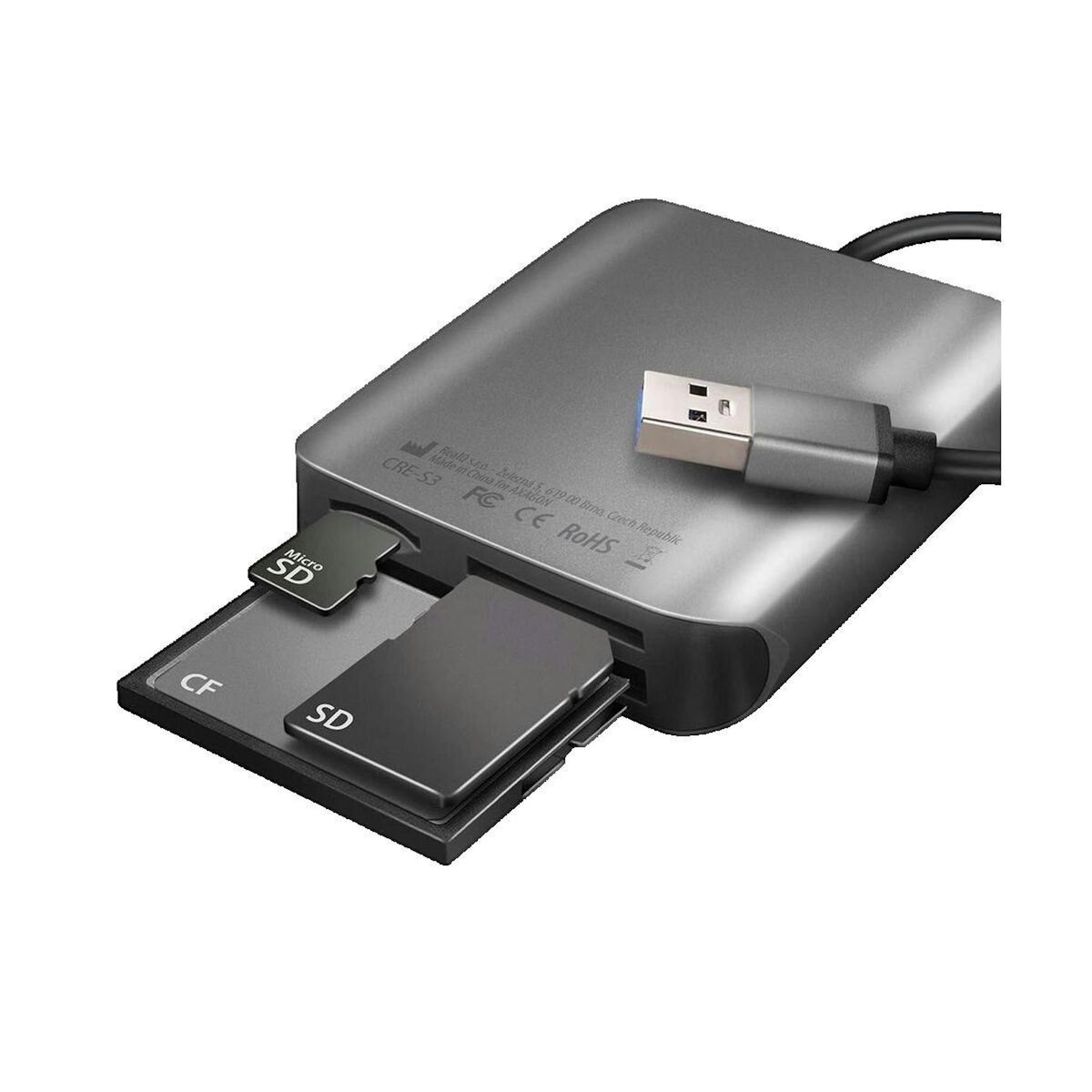 Qu-ax Lecteur de carte Axagon CRE-S3 Aluminium